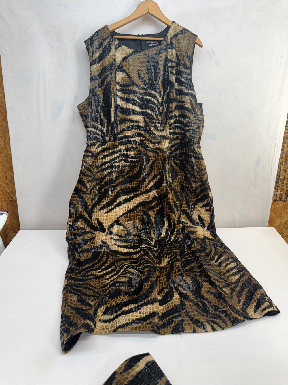 Selene Sport Black and Gold Animal-Print Maxi Dress and Jacket